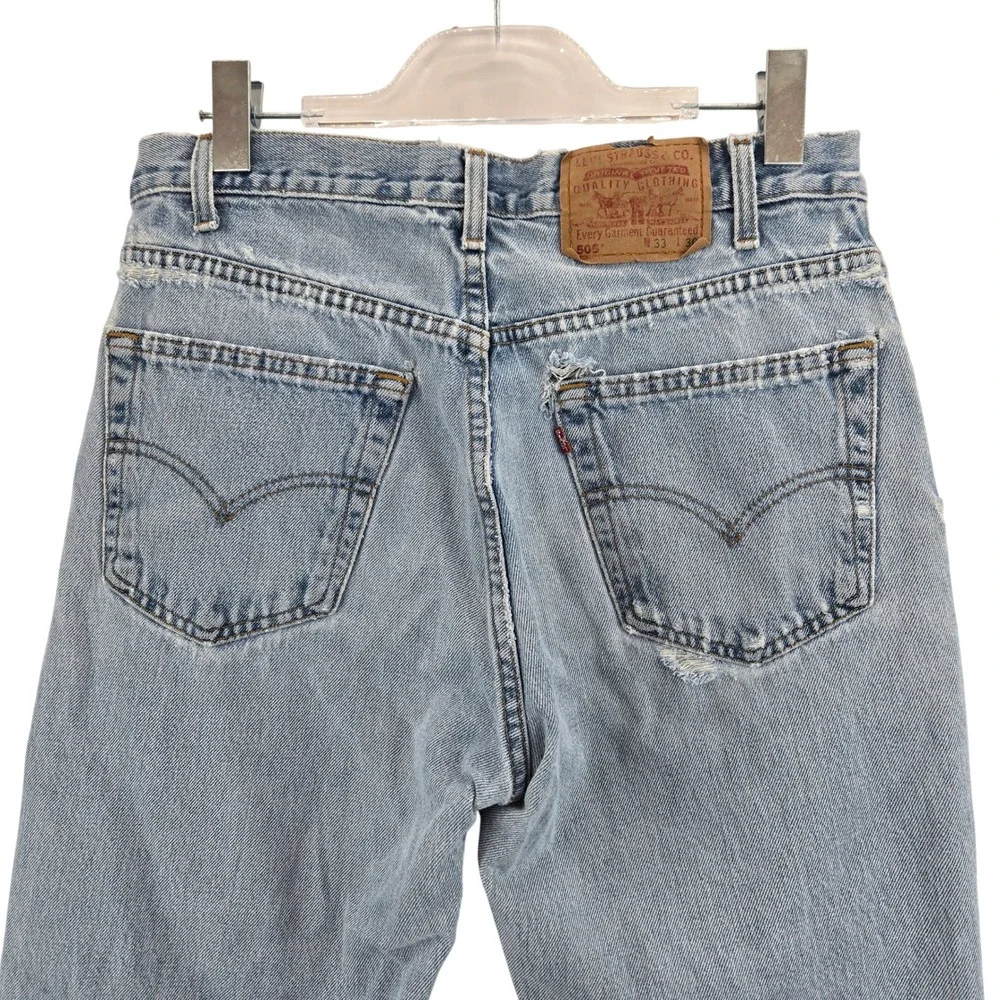 Vintage‎ Levis 505 Jeans Mens 33x30 Light Wash Distressed Straight Leg Grunge